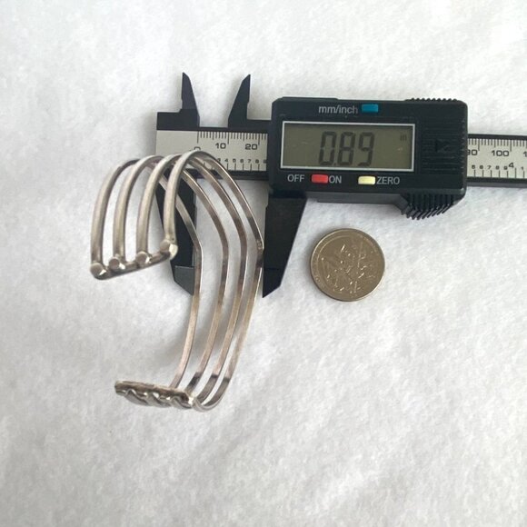 Sterling Silver 925 Modernist 22MM Wide Multi Row 4 Band V Cuff Bracelet Sz 7.5" - Picture 15 of 16